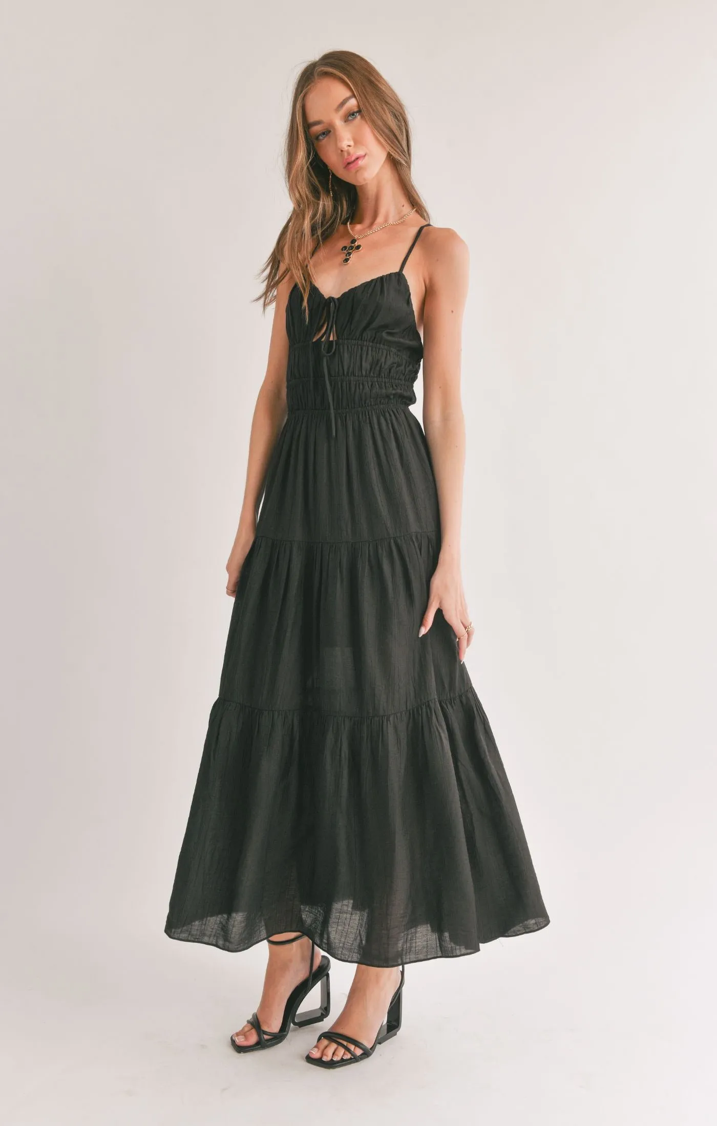 Light A Fire Tie Front Maxi Dress