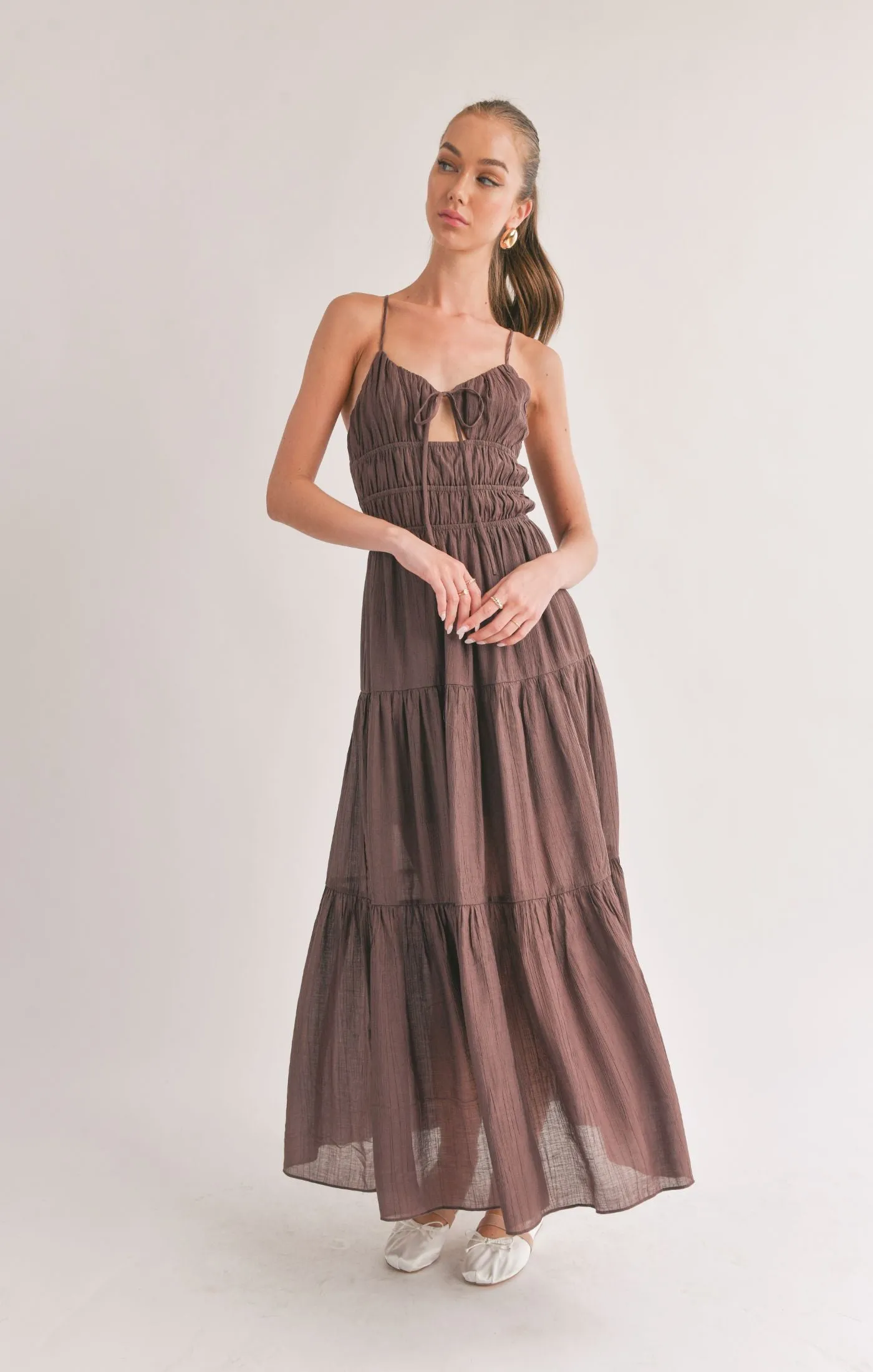 Light A Fire Tie Front Maxi Dress