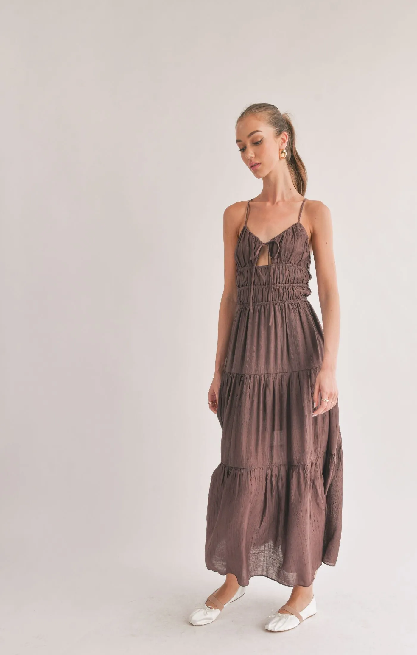 Light A Fire Tie Front Maxi Dress