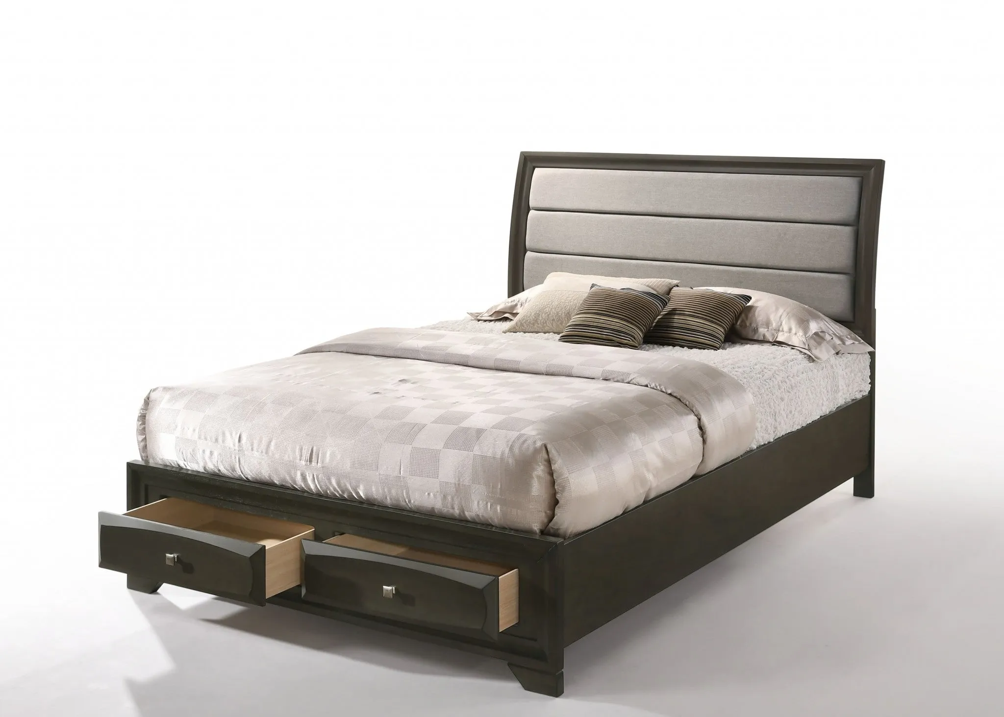 Light Gray Queen Two Drawers Bed