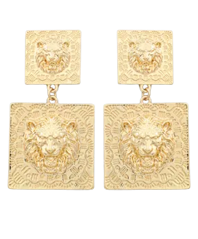 Lion Head Square Post Earrings