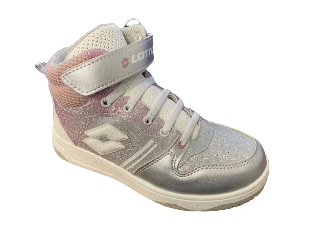 Lotto Rocket AMF III Mid Glitter CL S 218170 9DX metal silver-white-pale mauve girl's high sneaker