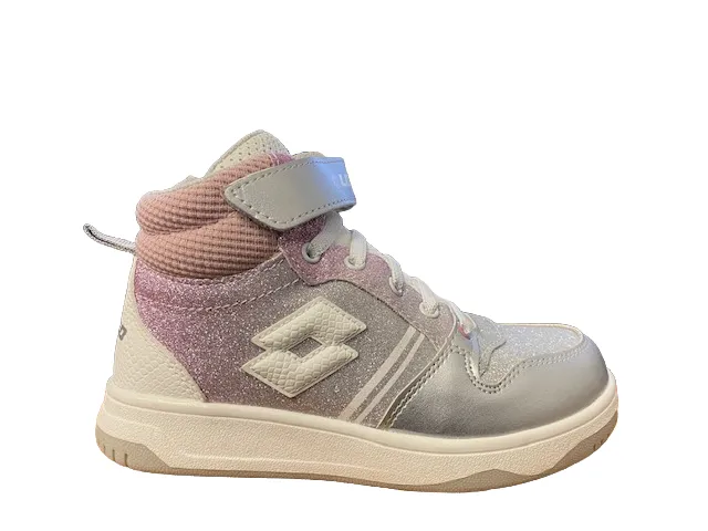 Lotto Rocket AMF III Mid Glitter CL S 218170 9DX metal silver-white-pale mauve girl's high sneaker