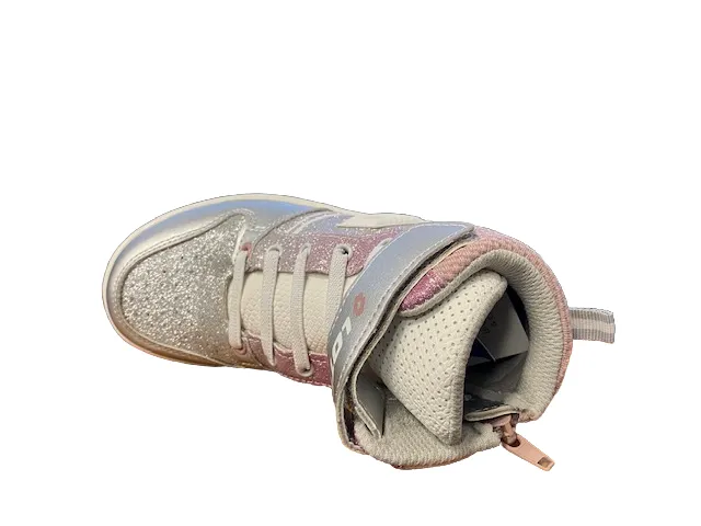 Lotto Rocket AMF III Mid Glitter CL S 218170 9DX metal silver-white-pale mauve girl's high sneaker