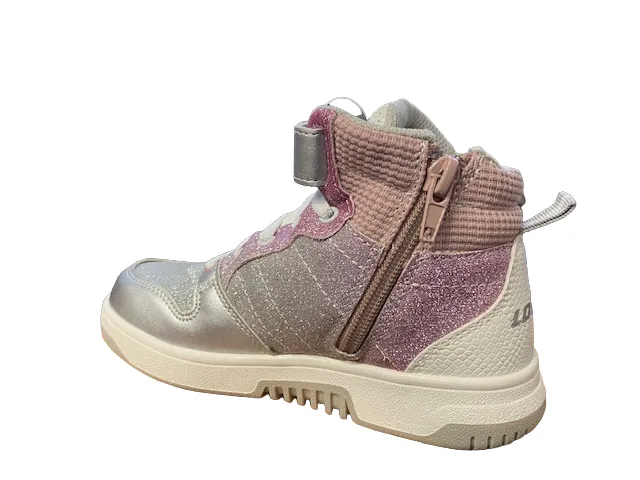 Lotto Rocket AMF III Mid Glitter CL S 218170 9DX metal silver-white-pale mauve girl's high sneaker