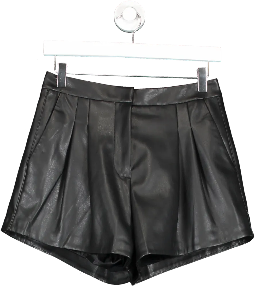 MANGO Black Leather Look Shorts UK S