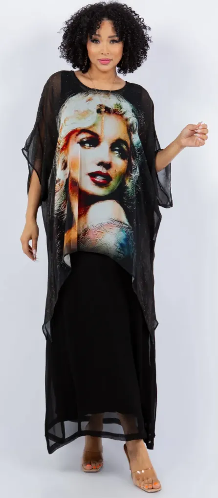 Marilyn Monroe  Oversize Tunic Top Boho Hippie Chic SML-6X 