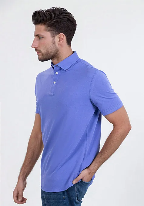 Mid Blue Feather Soft Piqué Half Sleeve Polo Shirt