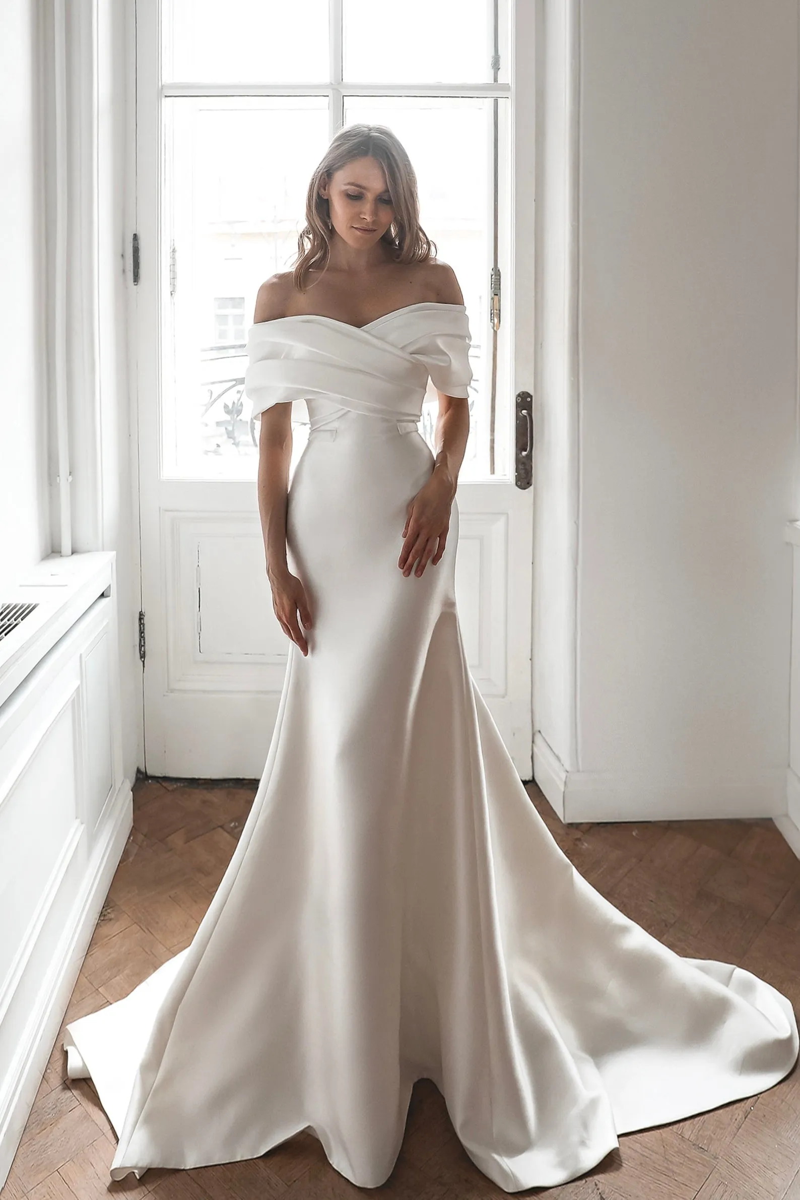 Mikado Wedding Dress Jacqueline With Detachable Train