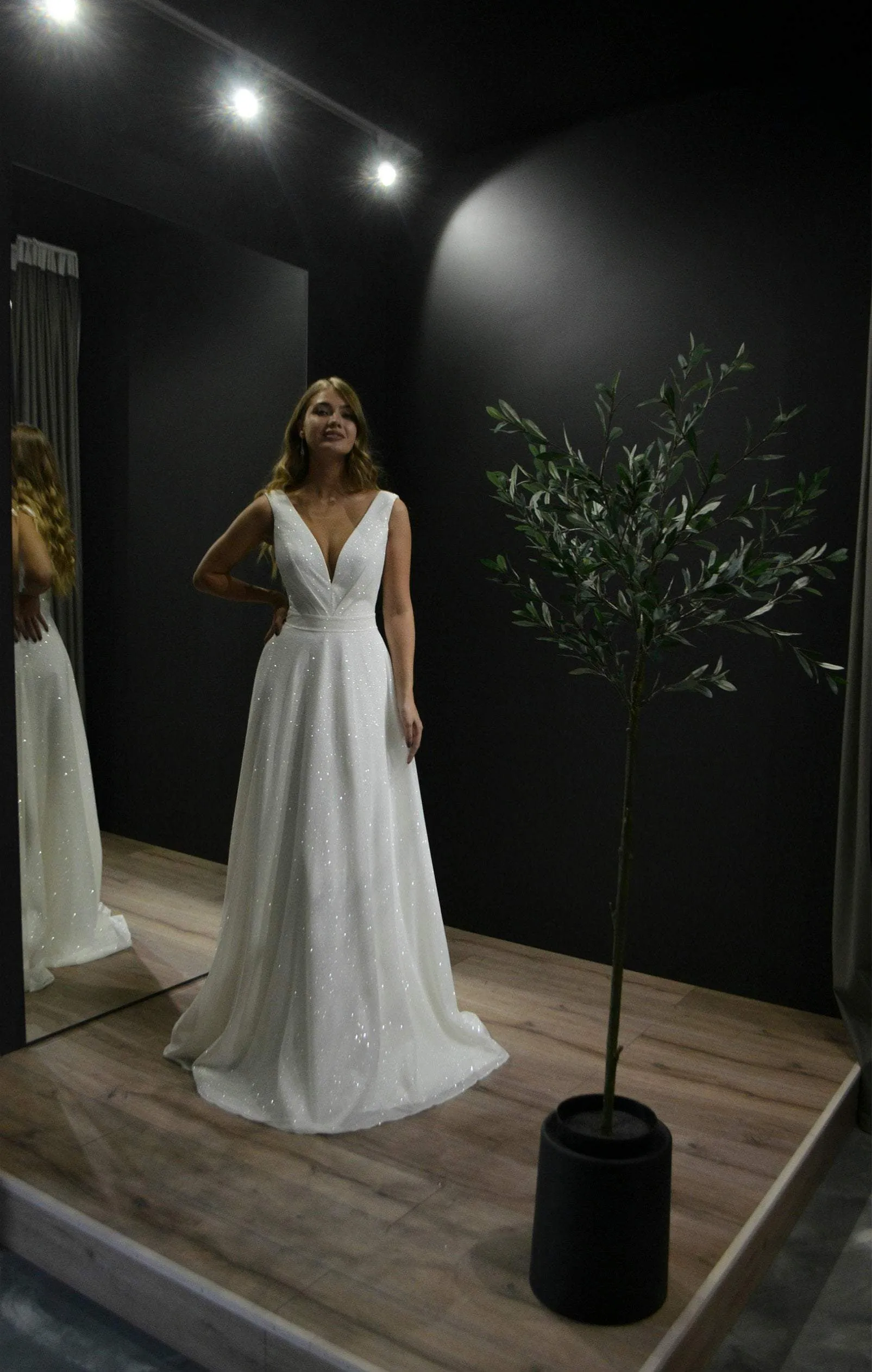 Minimalist Glitter Wedding Dress Kossy