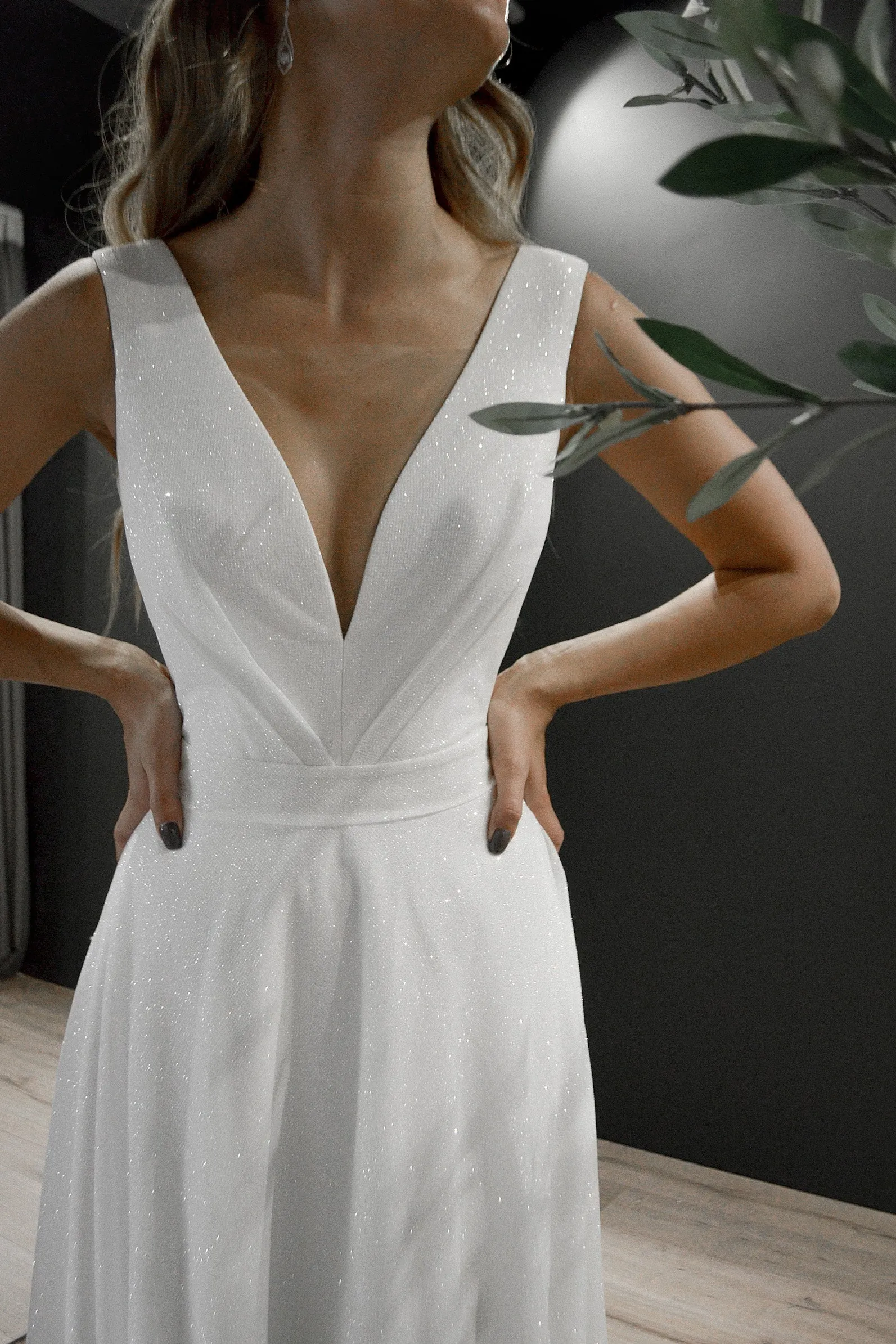 Minimalist Glitter Wedding Dress Kossy