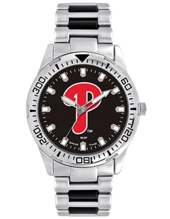 MLB Mens Philadelphia Phillies Heavy Hitter Watch - Bracelet Strap - Color Logo