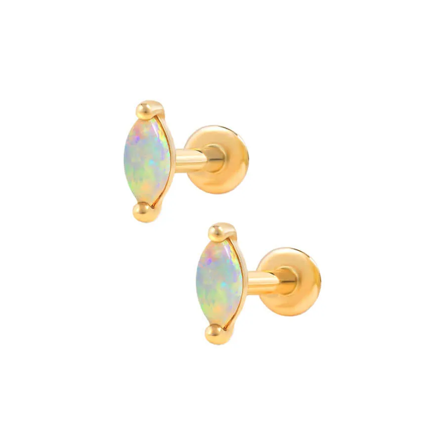 Opal Marquise Threaded Flat Back Cartilage Earrings