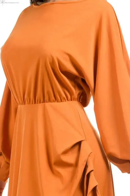 Orange Maxi Dress Side Slit