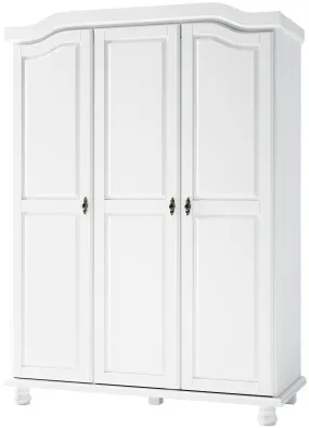 Panutre White 3 Door Wardrobe with 2 Drawer and 4 Small Shelf