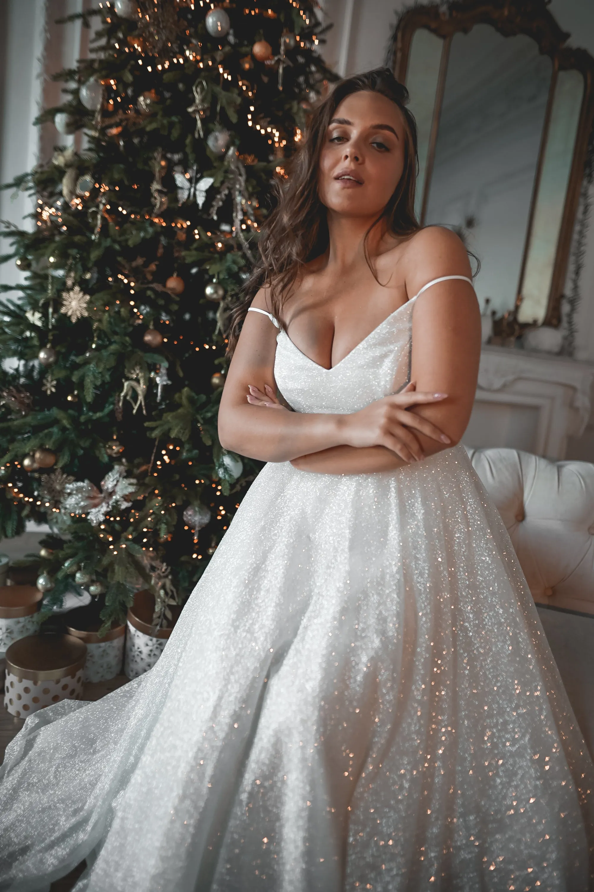 Plus Size Glitter Wedding Dress Heist