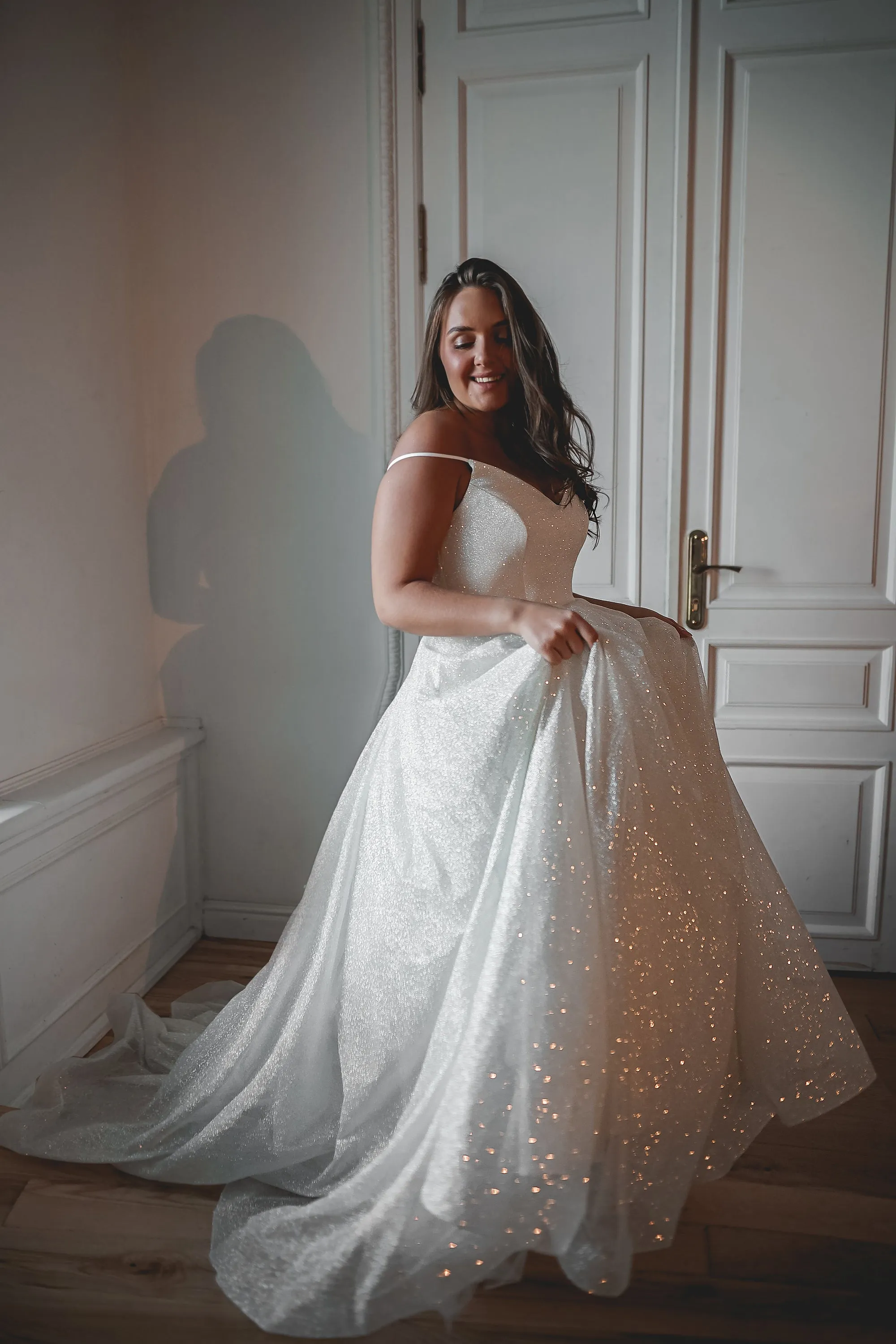 Plus Size Glitter Wedding Dress Heist