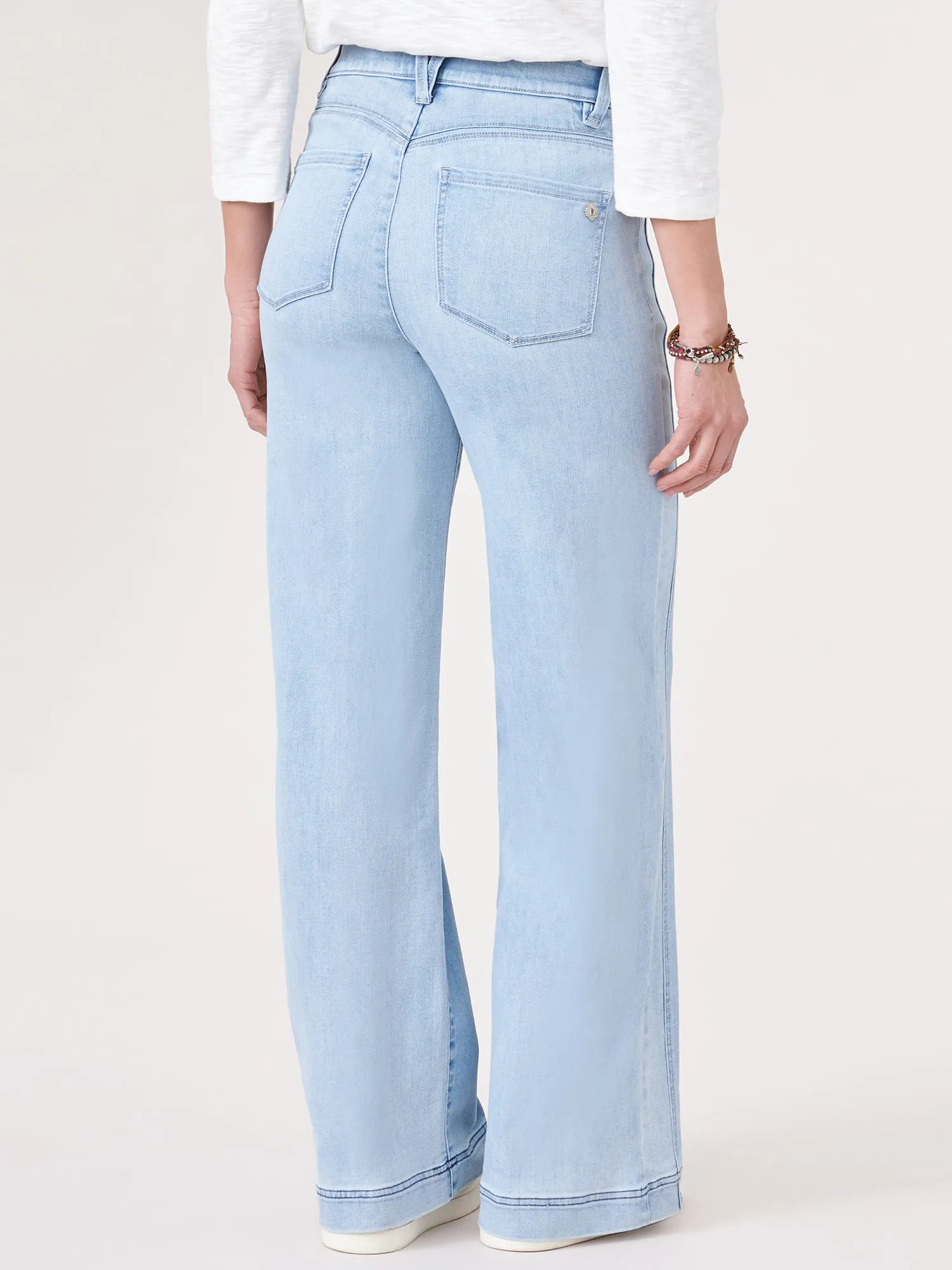 "Ab"solution® Petite Blue Skyrise Double Side Seam Wide Leg Jeans