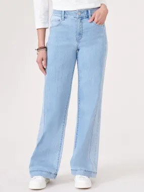 "Ab"solution® Petite Blue Skyrise Double Side Seam Wide Leg Jeans