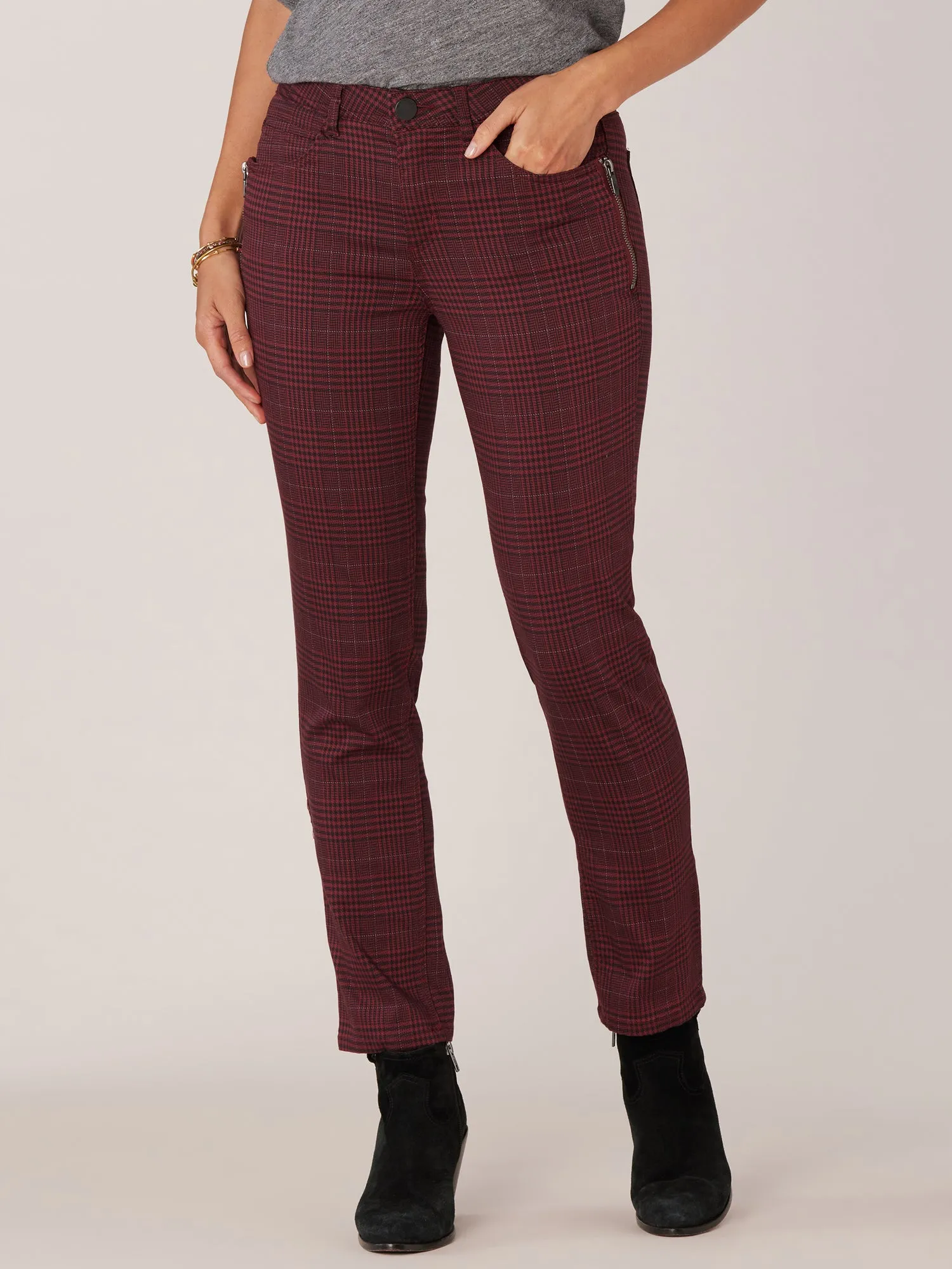 "Ab"solution® Vintage Skinny Side Zip Plaid Jeans