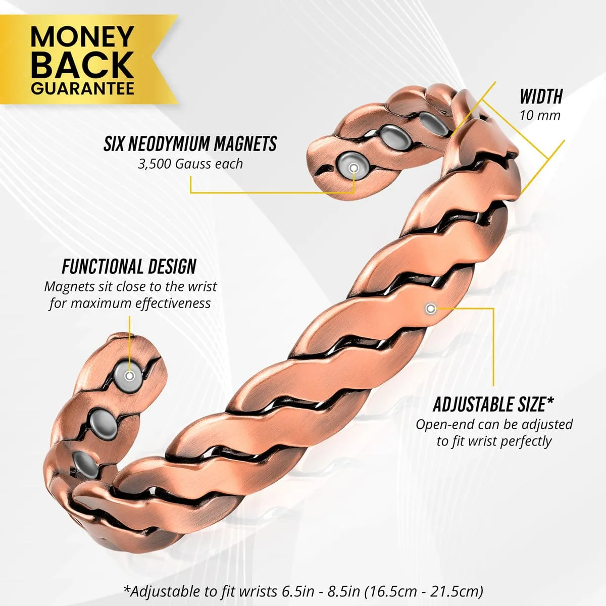 Rugged Twist Copper Magnetic Therapy Bracelet Bangle