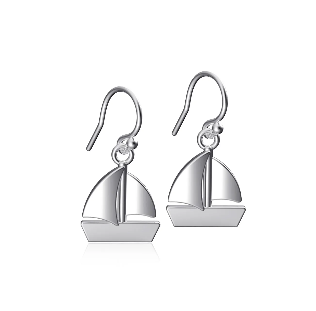 Sail Boat Dangle Earrings - Silver