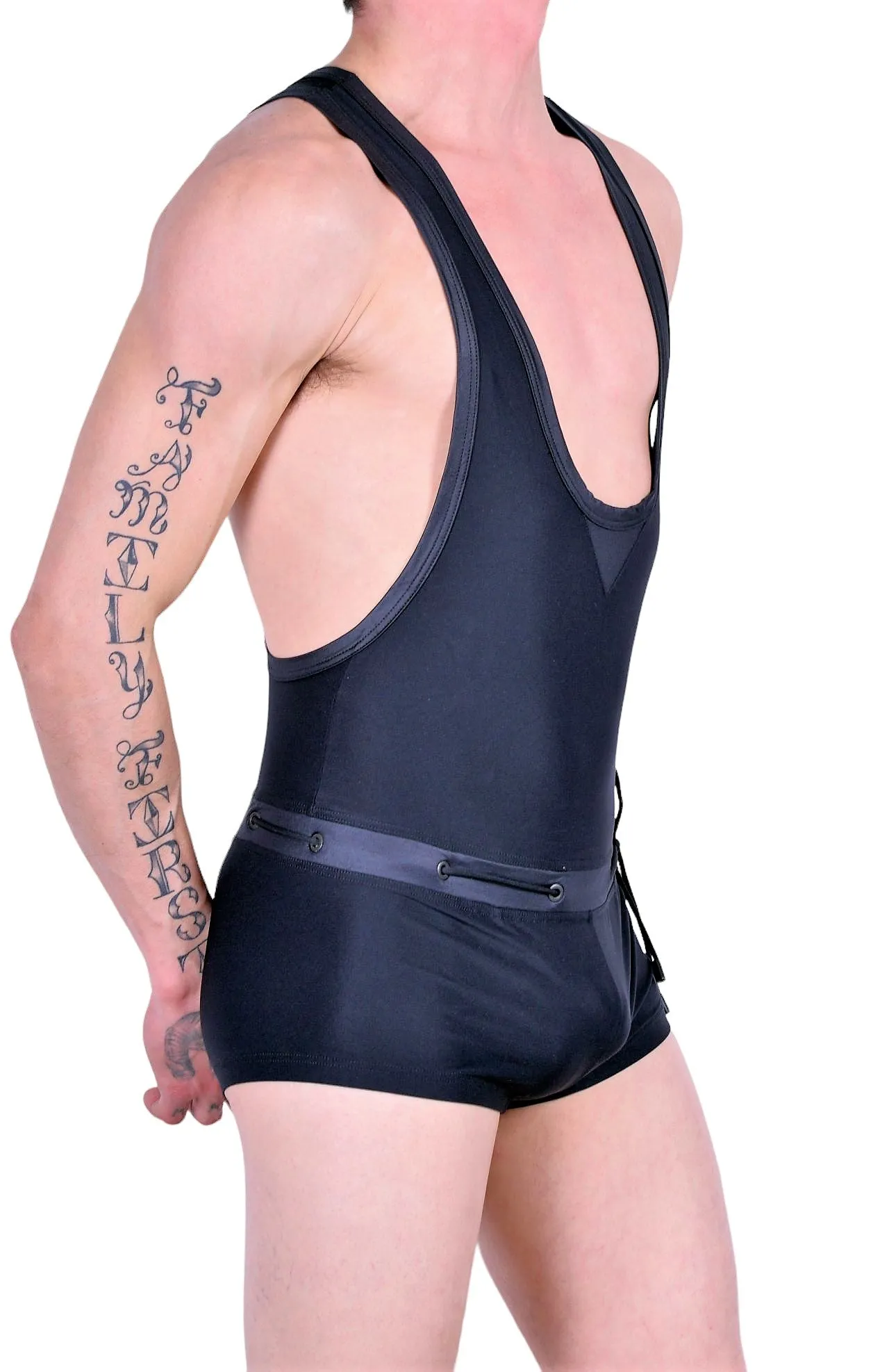 SMALL Alexis HOM Singlet Moonlight Swim Trunk Bodysuit Black 28'' to 30''