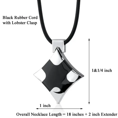 Stainless Steel Black Enamel Pendant on a Rubber Cord