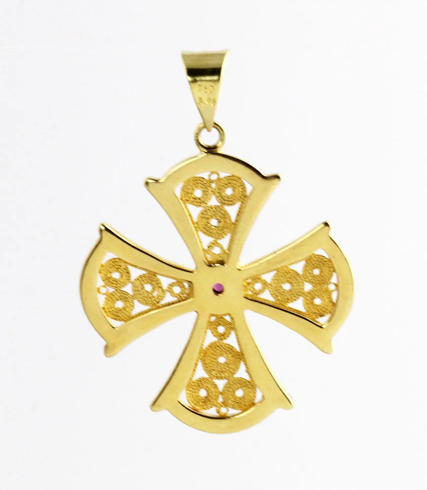 Status Gold & Ruby Byzantine Cross