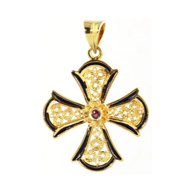 Status Gold & Ruby Byzantine Cross