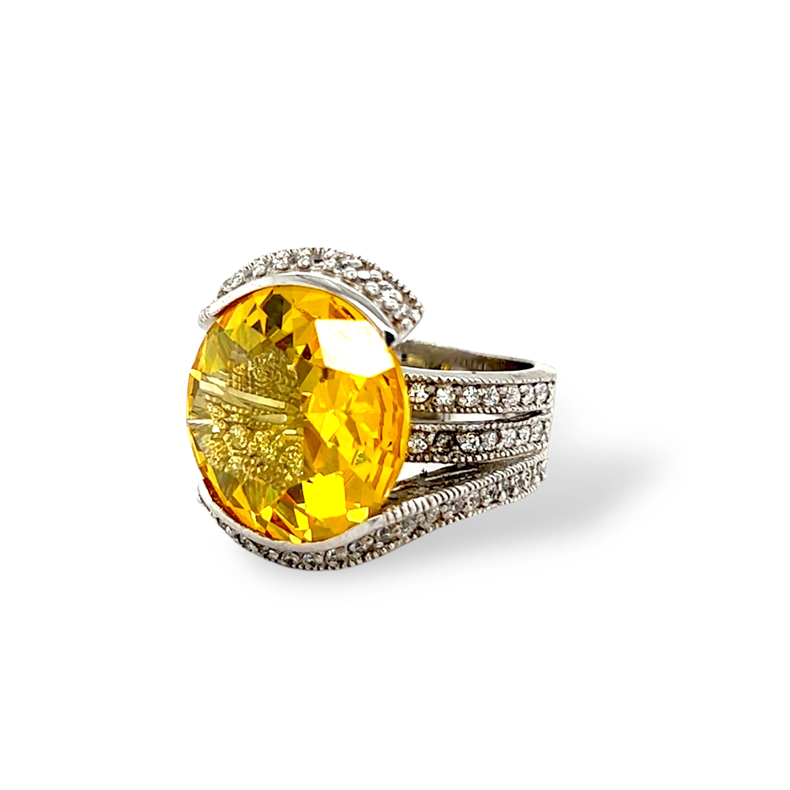 Sterling silver 925 honey citrine ladys ring