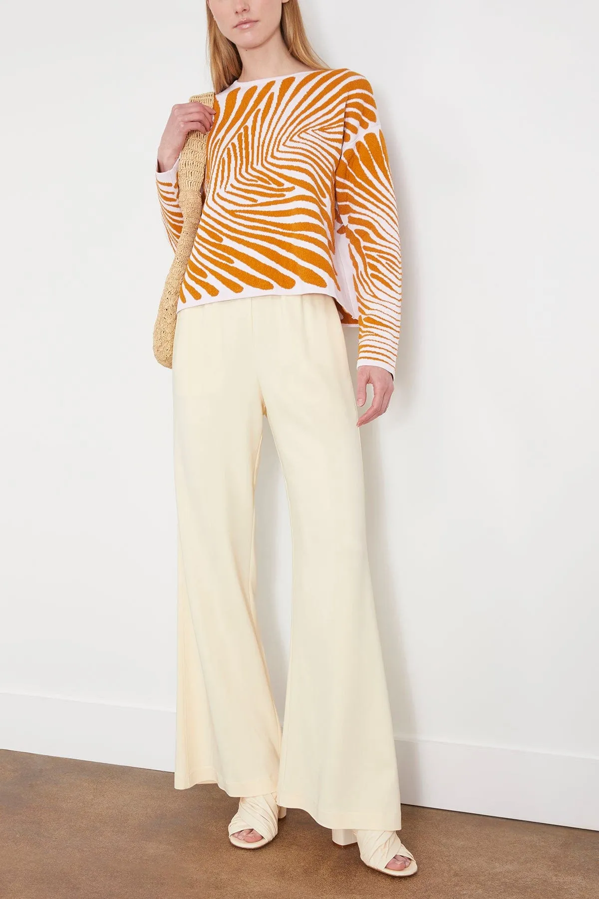 Stretch Crepe Cady Flared Pants in Batida