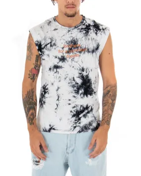 T-shirt Uomo Tie Dye Bianca Giromaniche Casual Girocollo Nera GIOSAL