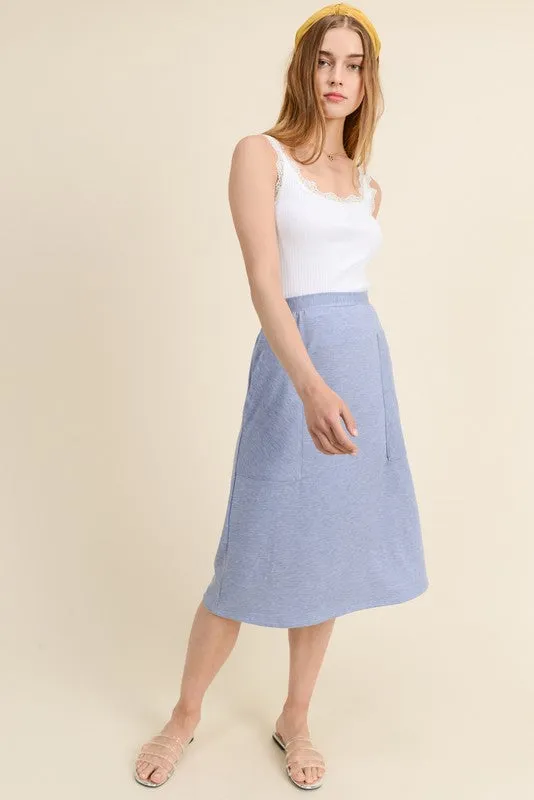 The Daily Midi Skirt in Denim