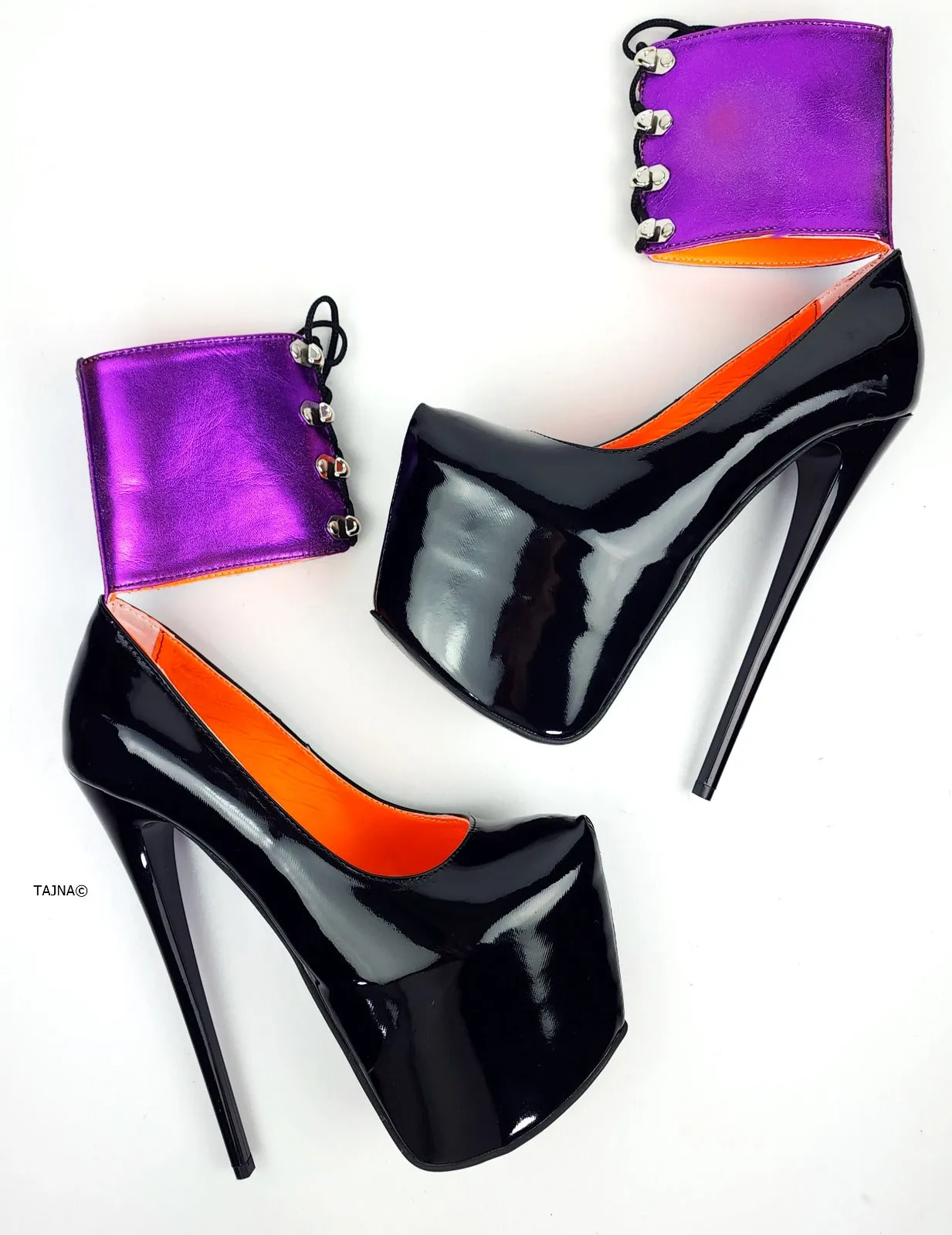 Tri-color Ankle Belt Platform High Heels