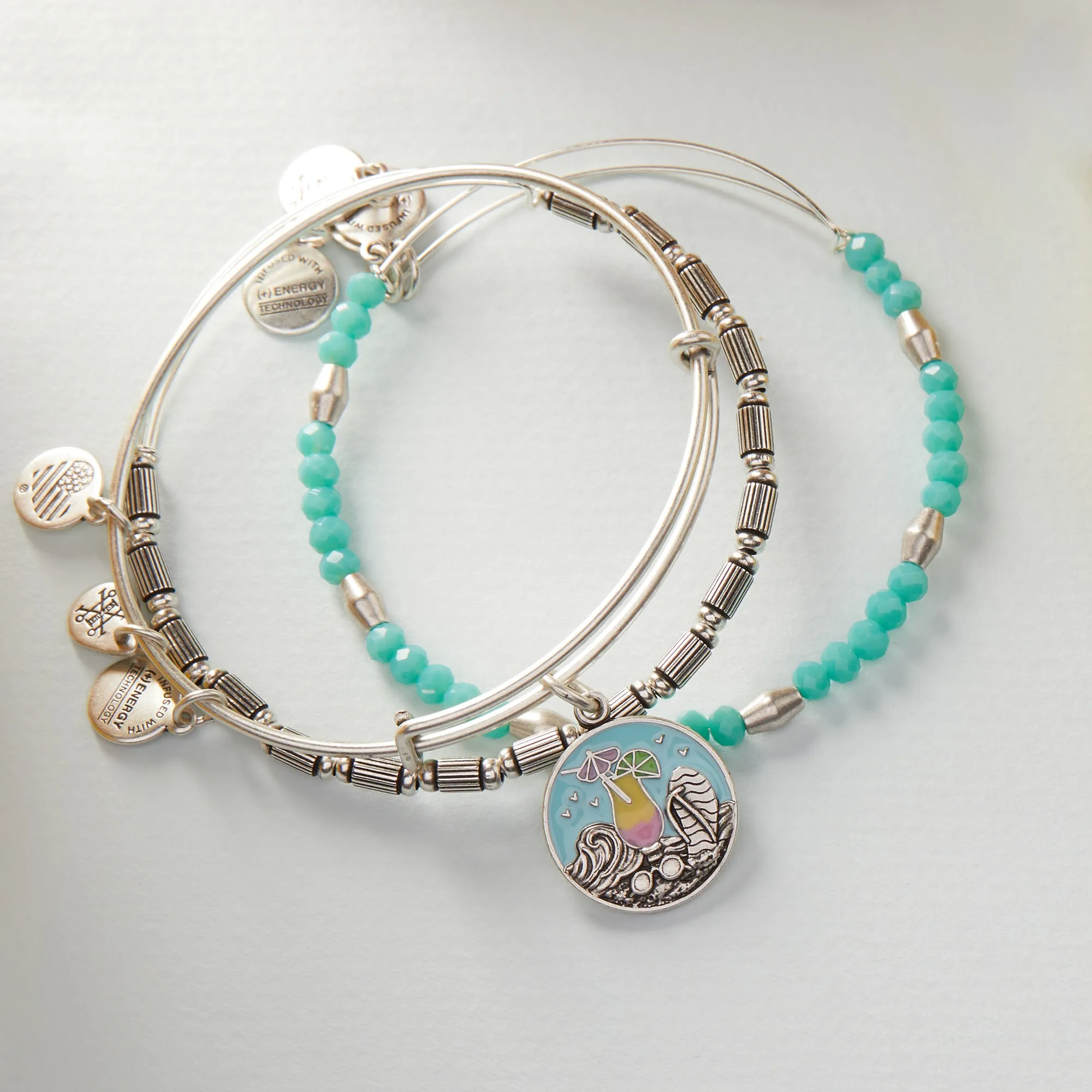 Tropical Drink Charm Bangle, Set of 3