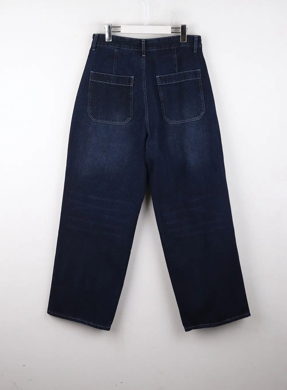 Unisex High Waist Solid Pocket Straight Leg Jeans CD328