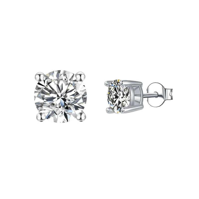 White Moissanite Stud Earrings