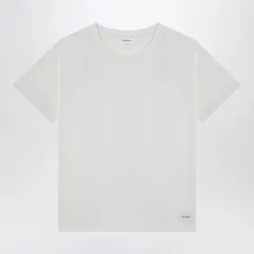 WHITE T-SHIRT WITH LOGO PATCH