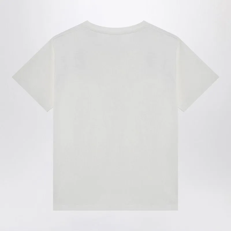 WHITE T-SHIRT WITH LOGO PATCH