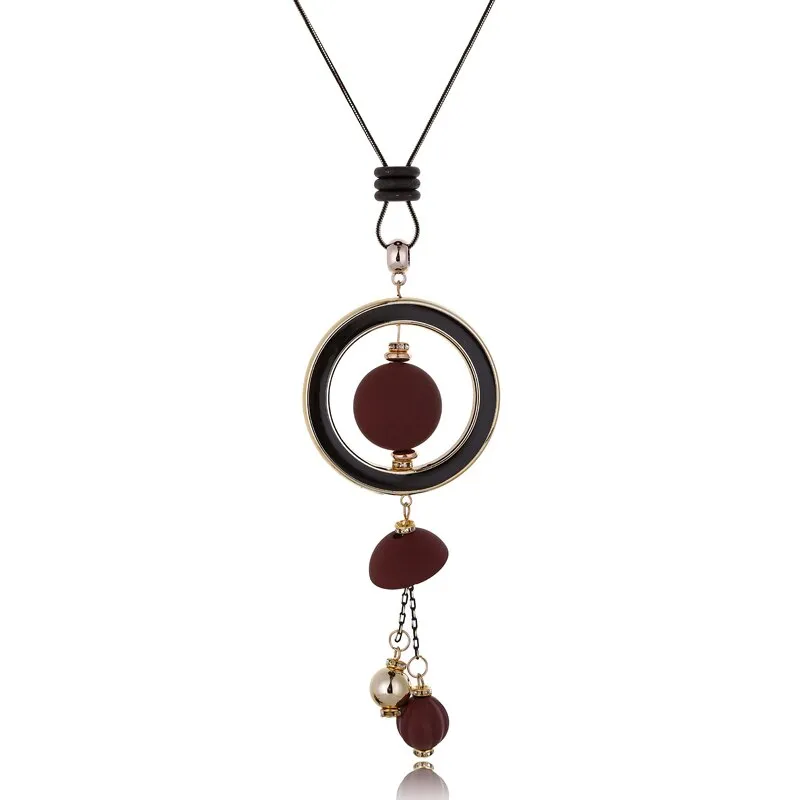 Wood Beads Tassel Pendant  Statement Necklace - 2 colors