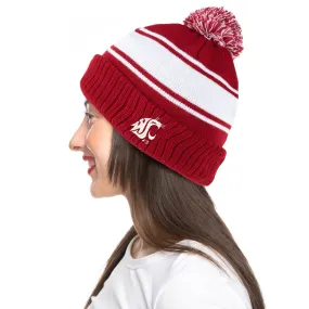 ZOOZATZ Crimson and White Pom Beanie